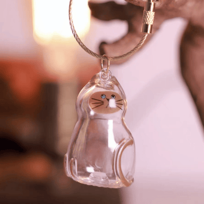 🐾1 Count Transparent Cat Hair Storage Capsule Keychain,🐱 Keepsake Decoration for Cat Lovers, 6 Cute Cat Designs Available💕