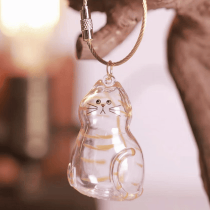 🐾1 Count Transparent Cat Hair Storage Capsule Keychain,🐱 Keepsake Decoration for Cat Lovers, 6 Cute Cat Designs Available💕