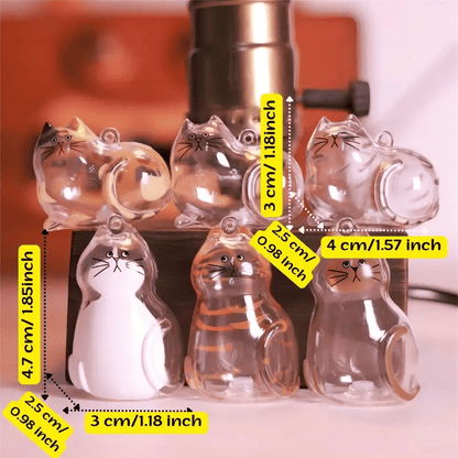 🐾1 Count Transparent Cat Hair Storage Capsule Keychain,🐱 Keepsake Decoration for Cat Lovers, 6 Cute Cat Designs Available💕